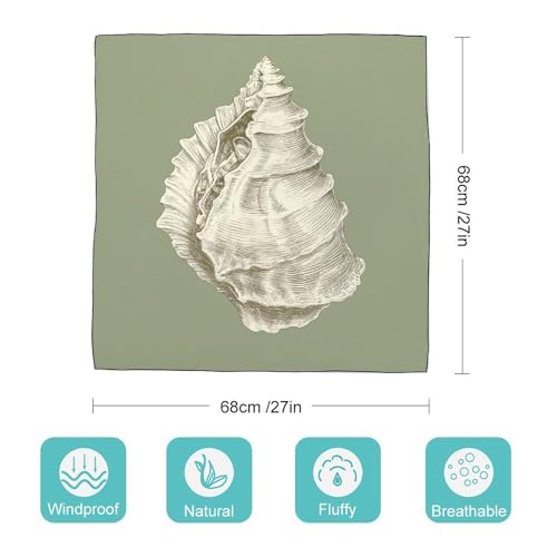 Vintage Conch Shell on Sage Green Minimal Women Hair Scarf Square Silk Like Head Scarves Handkerchief Satin Neck Scarf2