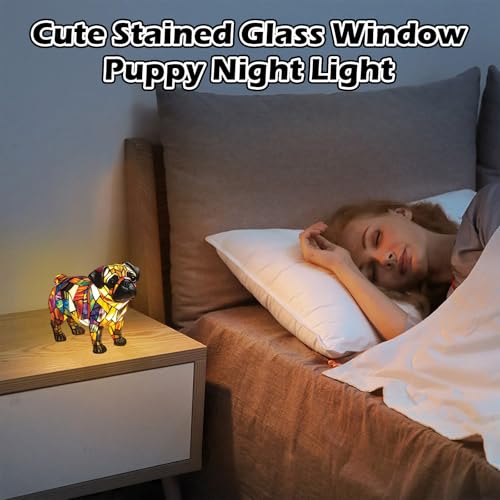 TZQFROCE Corgi Lampe und Mops Lampe Niedliche Vintage-Tischlampe Haustier Dekolampe 3D Tischlampe Wohndekor füt Schlafzimmerbeleuchtung für Katzen & Hundeliebhaber