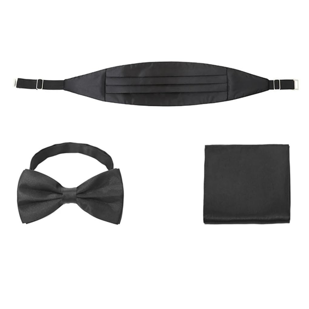 Set di fasce da uomo con fazzoletto quadrato e papillon, per smoking, matrimonio, cintura da cerimonia