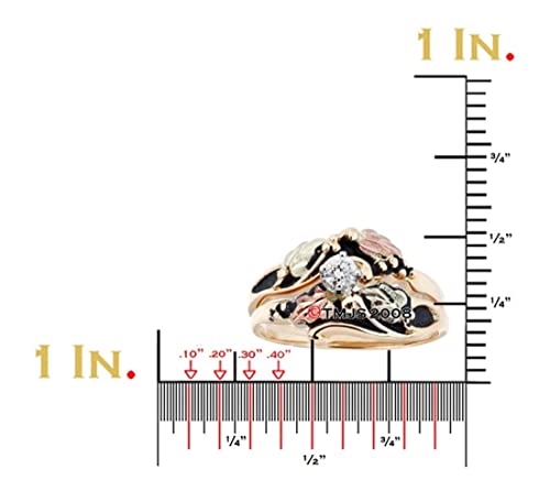 10k Yellow Gold Antiqued Diamond Black Hills Gold Engagement Wedding Ring Set (.17 Ct., Color I-J, Clarity I1)4