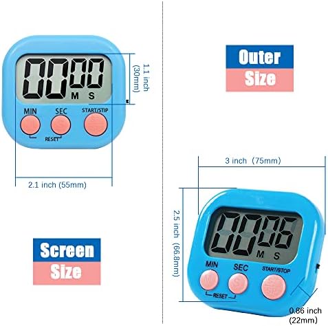 Digital Kitchen Timer Magnetic Backing Stand, Timers for Baking, Kitchen, Study, Exercise Training, Count up&Count down Clock Loud Alarm(BLUE)