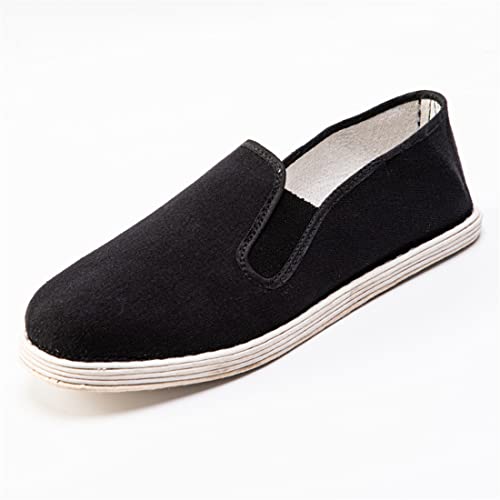 Men's Old Beijing Chinese Traditional Cloth Shoes,Breathable and Sweat-Absorbing Handmade Cotton Sole Cloth Shoes Spring and Autumn Models,Black,10.53