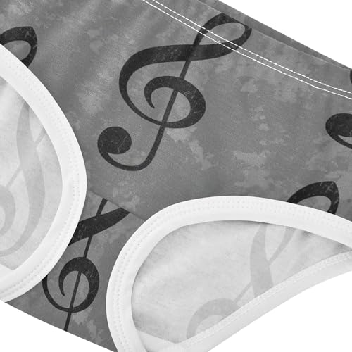 Black Treble Clefs Textured Gray Cute Panties Girl Toddlers Underwear Floral Cotton Animal Undies Kids Briefs 2t4