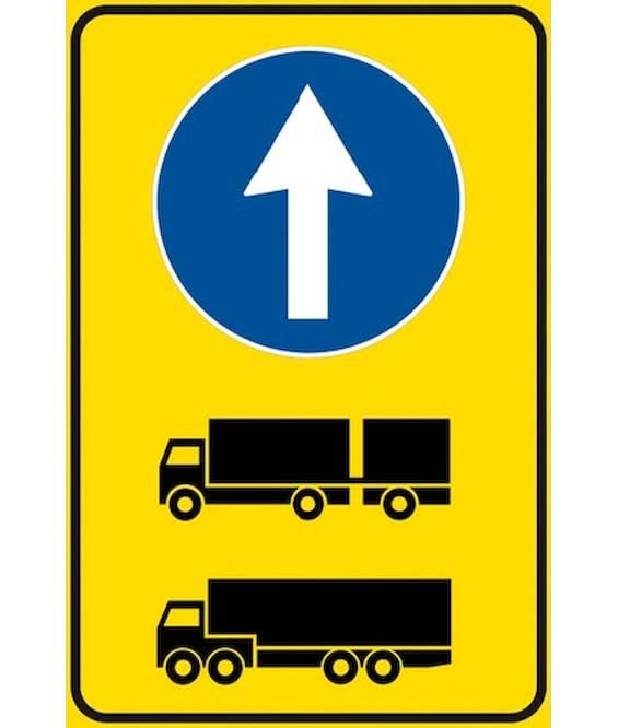 CARTELLO IN LAMIERA SCATOLATA RETTANGOLO 60X40 cm - direzione autocarri obbligatoria - SEGNALE CATARIFRAGENTE CON CAVALLETTO (CARTELLO)