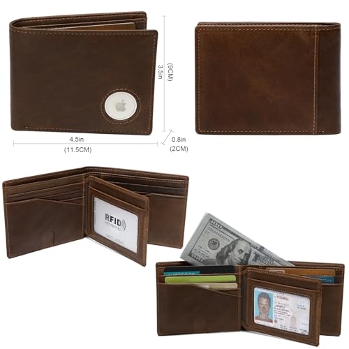 Airtag Wallet Smart Slim Leather Bifold Wallets For Men Small Card Holder Rfid Blocking (Air Tag Not Included)3