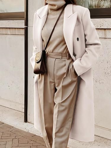 Image of IDEALSANXUN Womens Long Wool Coats Fall Winter Double Breasted Trench Coat Peacoat