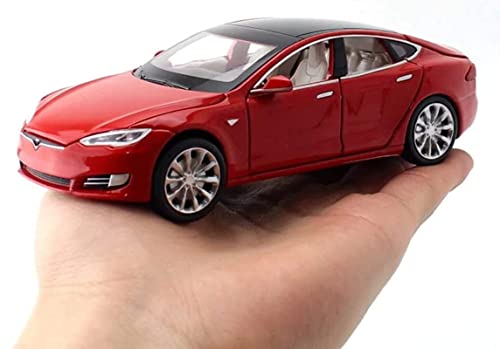 Image of Tesla S 1:32 Model Car with Box, Zinc Alloy Pull Back Toy car with Sound and Light for Kids Boy Girl Gift [Colors as Per Stock]