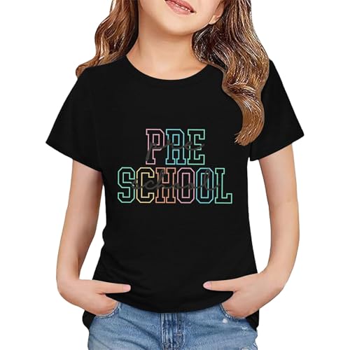 Toddler Kids Back to School Shirt Youth Boys Girls First Day of Preschool Tshirts Children Cute (a-Black, 6-7 Years)