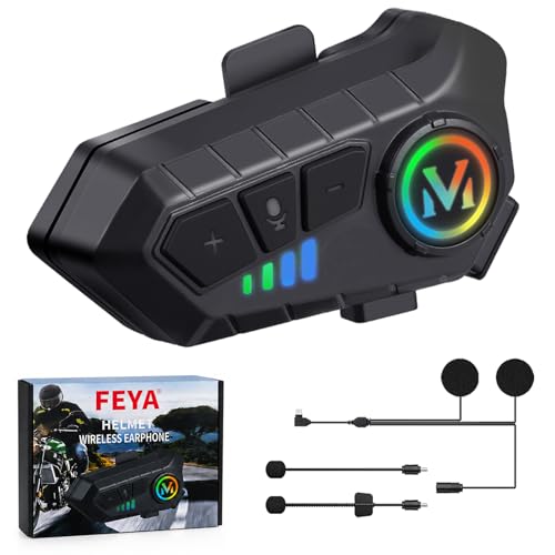 FEYA Motorcycle Helmet Speakers High Battery Life Helmet Headphone IPX6 Automatic Answer/Call Music...