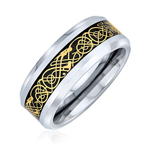Bague mariage en titane et carbone bleu : alliance celtique haut de gamme 8mm