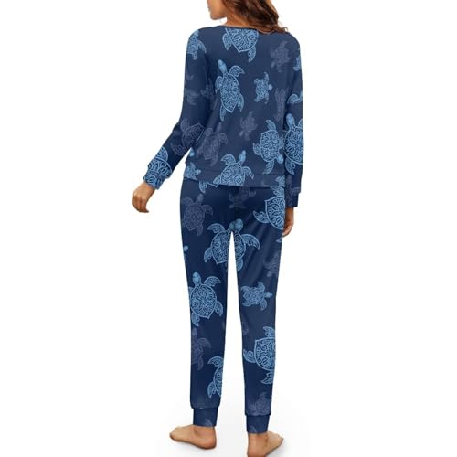 Image of Women's Pajamas Set Soft 2 Piece Loungewear Long Sleeve Pj Set Matching Sleepwear with Pockets for Women Plus Size