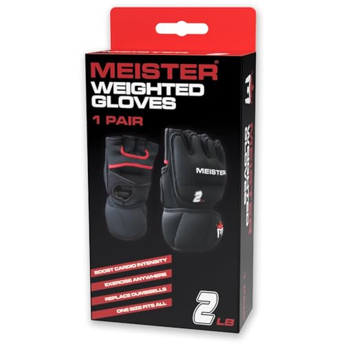Meister 2 Pound Neoprene Weighted Gloves for Cardio & Heavy Hands (Pair) - 2lb x 2 - Black/Red by Meister - Used condition - Image 5