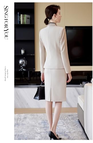 Women's 2 Piece Suit Skirt Set Business Casual OL Work Formal Blazer and Pencil Skirt4