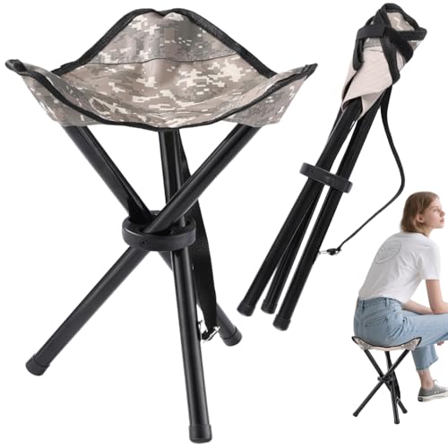 Travel Folding Camping Stool 14.6 inches Lightweight Outdoor Tripod Chair and Maximum weight 210 lbs Portable Party Chair Fishing Chairs Seat for Camp Hiking Beach Garden and Painting (Camouflage)
