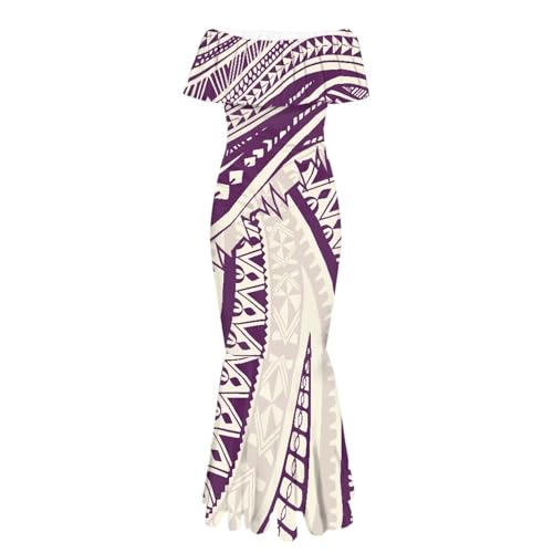 Image of Polynesian Dresses for Women Off Shoulder Maxi Dress Puletasi Samoan Dresses S-7XL