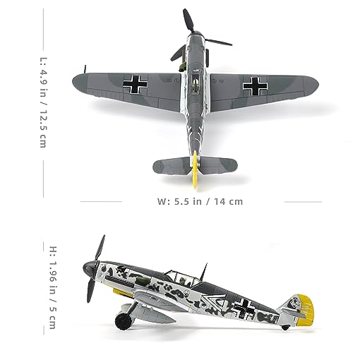 NUOTIE BF-109G Messerschmitt 1/72 Metal Airplane Model Kit with Stand WWII Diecast Alloy Fighter Model Vintage Combat Plane Prebuild Military Aircraft Collection(Desert Yellow) - Image 2