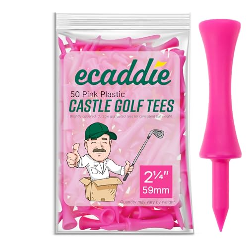 ECADDIE Camisetas rosas de 59 mm (paquete de 50) camisetas rosas para conductor de golf, camisetas de golf duraderas de alta visibilidad para practicar en el campo de conducción, camisetas de golf