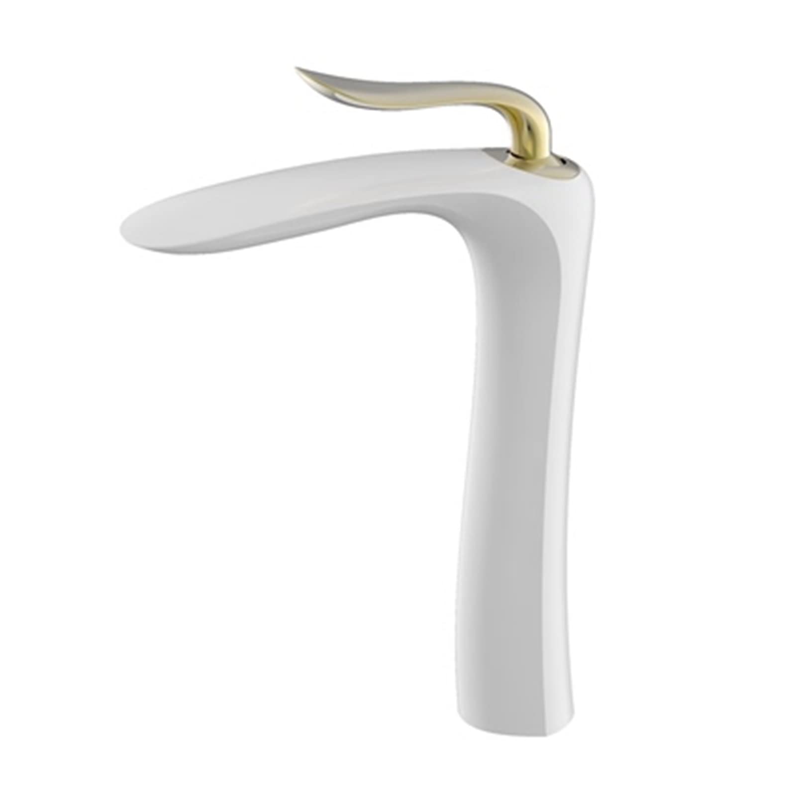 Mitigeur de lavabo blanc et or haut pour sublimer une salle de bains moderne