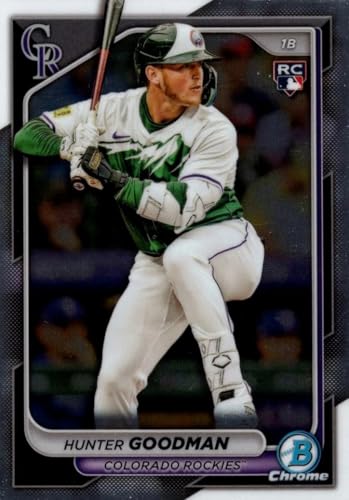 Hunter Goodman baseball card (Colorado Rockies Catcher) 2024 Bowman Chrome Rookie RC #25