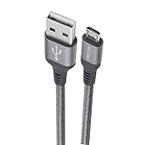 Geonav Cabo micro usb, nylon trançado, 1MT, ESMISG, Cinza Escuro