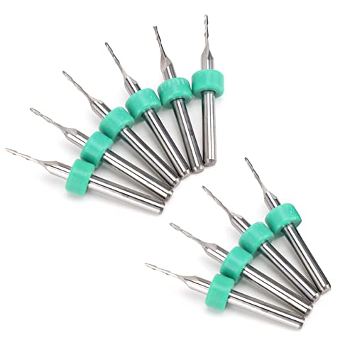 Fraise en carbure de tungstène 1,5 mm à 2 cannelures pour machine CNC - Lot de 10 pièces