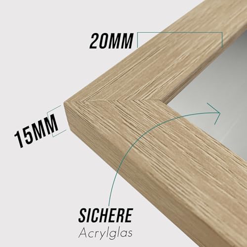 VUVUZULA Bilderrahmen A4 Holzrahmen 21x30cm Holz Fotorahmen MDF Rahmen DIN A4 für Urkunden in Natur 3er Set