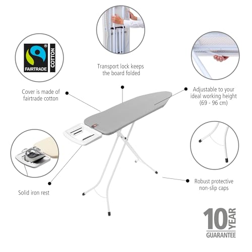 Brabantia Comfort Ironing Board with Solid Steam Iron Rest | Medium (Size B) | Fairtrade Metalized Cover | Adjustable Height (27-38"), Easy Fold, Anti-Collapse Lock, Non-Slip Feet by Brabantia - Image 2