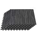 Forest Floor Thick Printed Foam Tiles, Premium Wood Grain Interlocking Foam Floor Mats, Anti-Fatigue Flooring, 3/8" Thick, 24 Square Feet (6 Tiles), Carbon