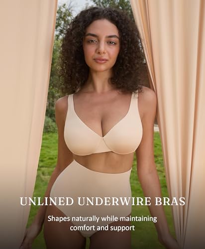 FeelinGirl Bras for Women Unlined No Padding Comfort Underwire Plus Size Full Coverage Seamless Plunge Everyday Bras2
