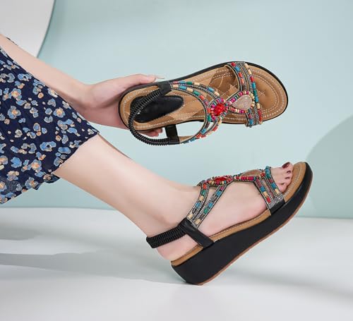 Sandales été femme confortable à plateforme bout ouvert marron