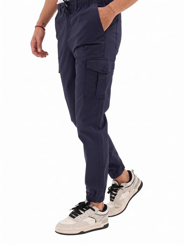 COMEOR Cargohose Herren Stretch Relaxed Fit – Chino Hose Baumwolle Männer Cargo Outdoorhosen, Wanderhose, Baggy Freizeit mit 6 Taschen & Kordelzug
