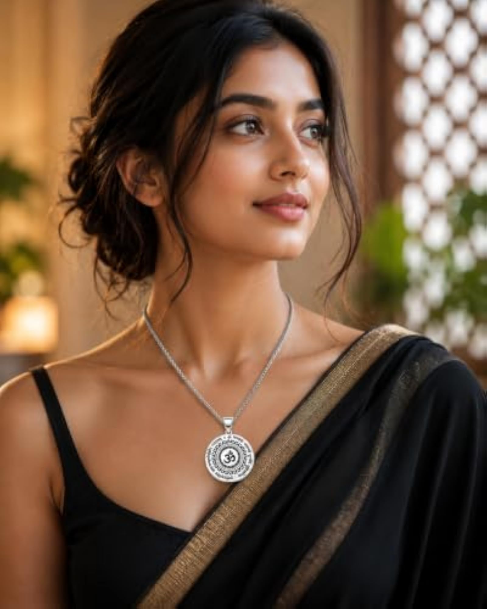 Men's Maha Mrityunjaya Mantra Om Necklace, Handcrafted Oxidized Locket