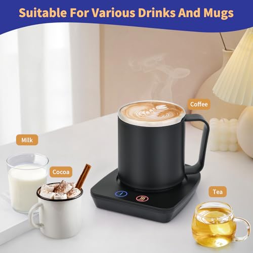 Image of VOBAGA Coffee Mug Warmer with 15oz Mug Set, Electric Coffee Cup Warmer with Three Temperature Settings for Home Office Desk, Smart Coffee Warmer with Auto Shut Off for Cocoa Tea Candles Coffee Gift