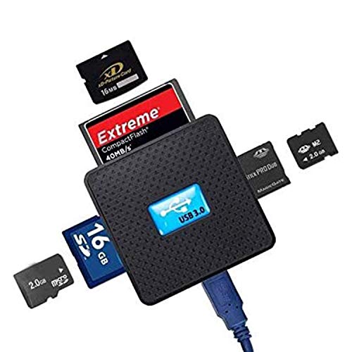 AAA Products Lecteur enregistreur de cartes tout en 1 USB 3.0 grande vitesse Compatible avec les cartes SD/SDHC/SDXC/Micro SD/TF/CF/XD/M2 et carte mémoire Sony Pro Duo Compatibilité USB ascendante et descendante