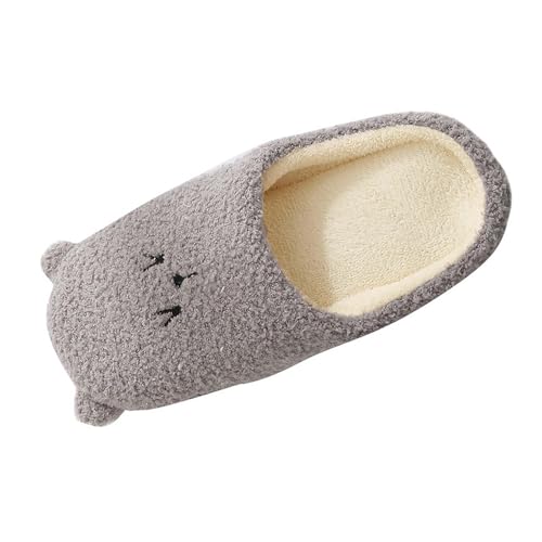 Pantuflas de interior para mujer, parte inferior suave, con suelo de madera, antideslizantes, silenciosas, cálidas, acogedoras, para parejas, 03 gris claro, 36.5 EU