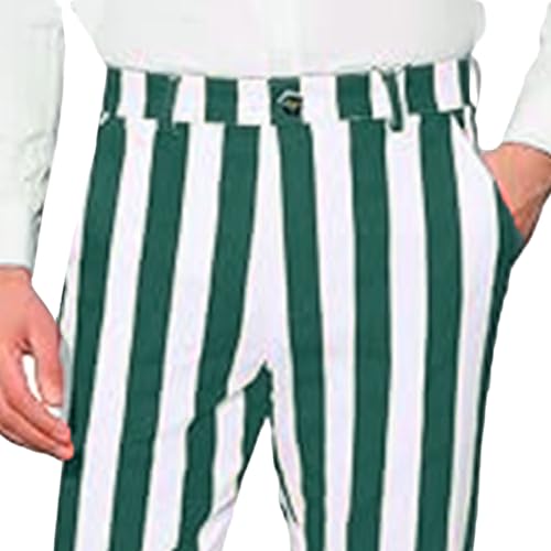 Men’s Striped Slim Fit Dress Pants Flat Front Pinstripe Suit Trousers Casual Skinny Fit Striped Business Pants3