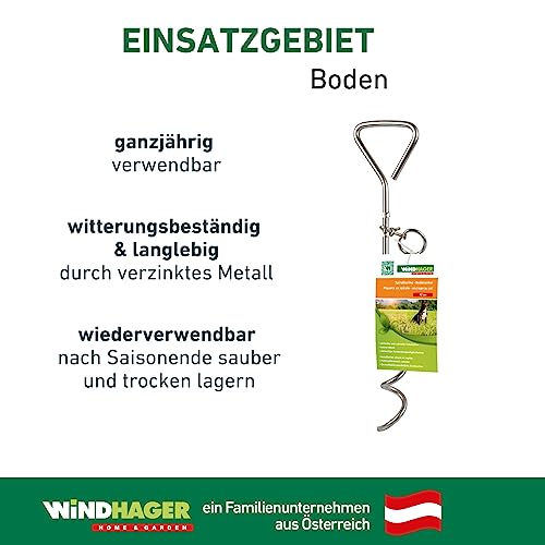 Windhager Bodenanker, Spiralhering, 41 cm, Durchmesser 8 mm, verzinktes Metall, 07134