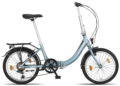 Licorne Bike Fold Premium Klapprad Aluminium 6 Gang Shimano Kettenschaltung Quick-Fold-System Klappfahrrad (V-Bremse, Blau)