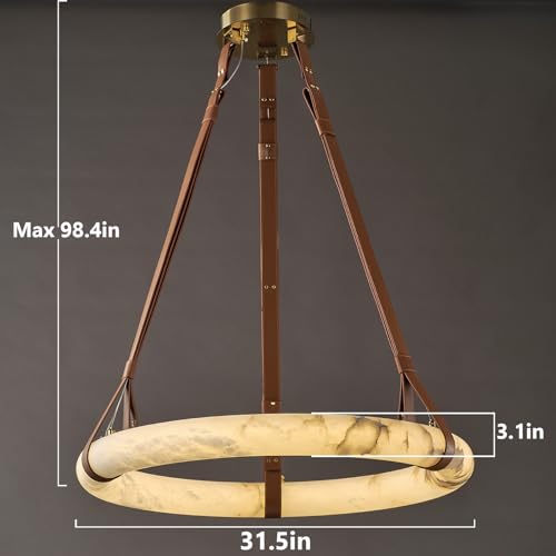 Yiosi Modern Chandeliers, Natural Alabaster Chandeliers Round D-31.5 In Large Chandeliers For High Ceilings thumb #4