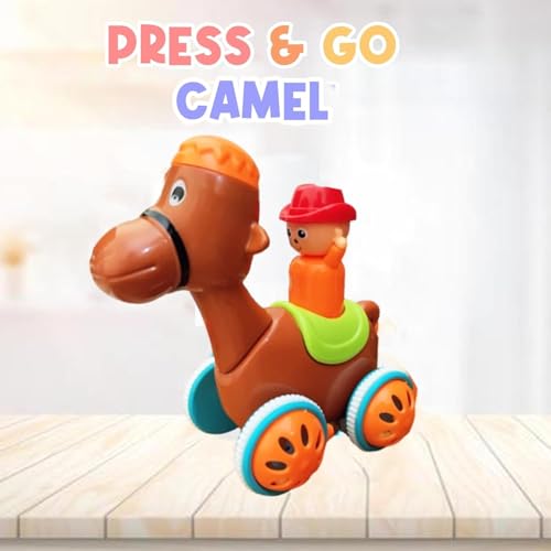 Image of ToyBharat Pressing Go Small Camel is a Multicolour Push N Go Gift Toy with Realistic Animal Design. Made in India with Safe, Non-Toxic Materials-Perfect for Indoor and Play for Kids Aged 1-6 Years.