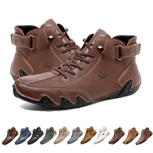 Best Italian Mens Suede Boots: Top Picks 10 Italian Handmade Suede High Boots, Beck Shoes Men Outdoor Waterproof Non-Slip Breathable Lightweight Casual Sneakers, for Hiking & Driving All Season High Top Chukka Boots (Color : Dark Brown, Size