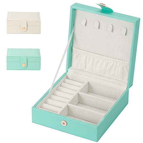 Euclidean Cube Small Jewelry Box for Women - Travel Jewelry Organizer Portable Storage Earring, Necklace, Bracelet, Rings - PU Jewelry Case Gift for Girls Randomly