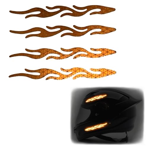 Image of customTAYLOR33 High-Intensity Grade Premium Reflective Tribal Flame Helmet Decals, Motorcycle Safety Sticker Decals (Orange)