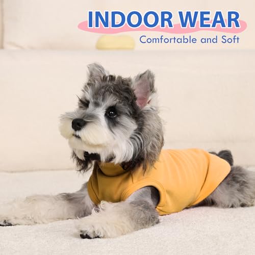 Image of Stretch Fleece Dachshund Sweater for Chilly Days, Yellow, L | Warm Sleeveless Dachshund Clothes, Lightweight Breathable Pullover Sweatshirts for Outdoor Movement, Wiener Dog Clothes