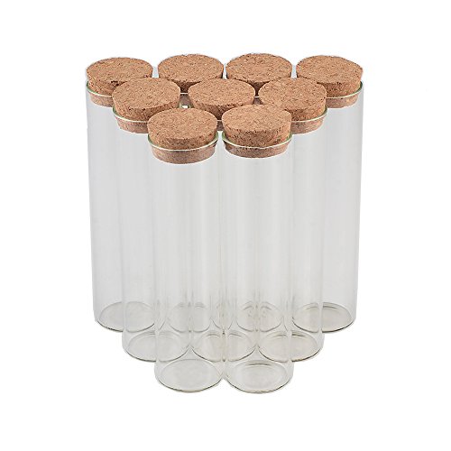 Jarvials 12pcs Bouteilles Tube a Essai Verre Transparente avec Bouchon en liège, capacité De Stockage De 50 ML, diamètre extérieur du Flacon De Tube à Essai De 30 mm (12, 50ml)