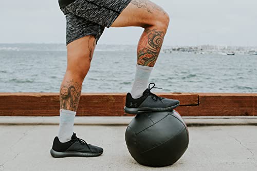 Image of Base 33 Crew Grip Socks for Men | Pilates Socks with Non-Slip Hex Grip Sole, Organic Cotton Blend, Quick-dry Yarn, Arch Support, Wear for Yoga, Barre, Training