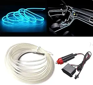 Automaze El Wire 5m/16ft Led Flexible Soft Tube Wire Lights Neon Glowing Car Rope Light DC 12V (Ice Blue)