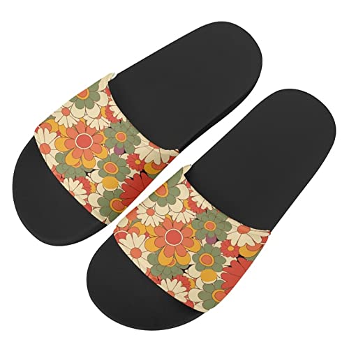 Coloranimal Retro Sunflower Women's Slide Sandals with Slip on Breathable Lightweight House Slippers Size US5-US13