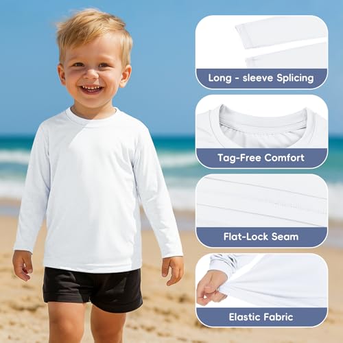 American Trends Kids Rash Guard: UPF 50+ Sun Protection Rashguard for Outdoor Athletic - Long Sleeve Sun Shirts 2-9T4