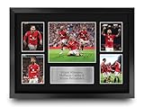 HWC Trading Bruno Fernandes, Bryan Mbeumo, Matheus Cunha Printed Memorabilia Signed Autograph Photograph Display for Soccer Fans and Supporters - 16" x 12" Framed